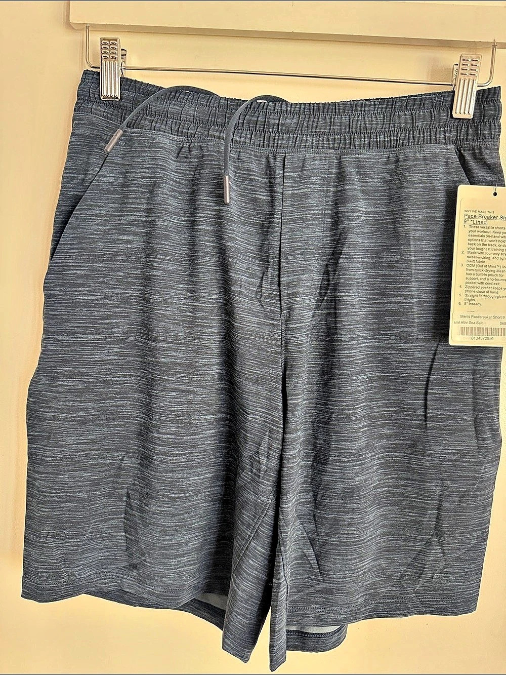 Men’s lululemon Pace Breaker Short 9" Lined Athletic Shorts in Gray Small NWT
